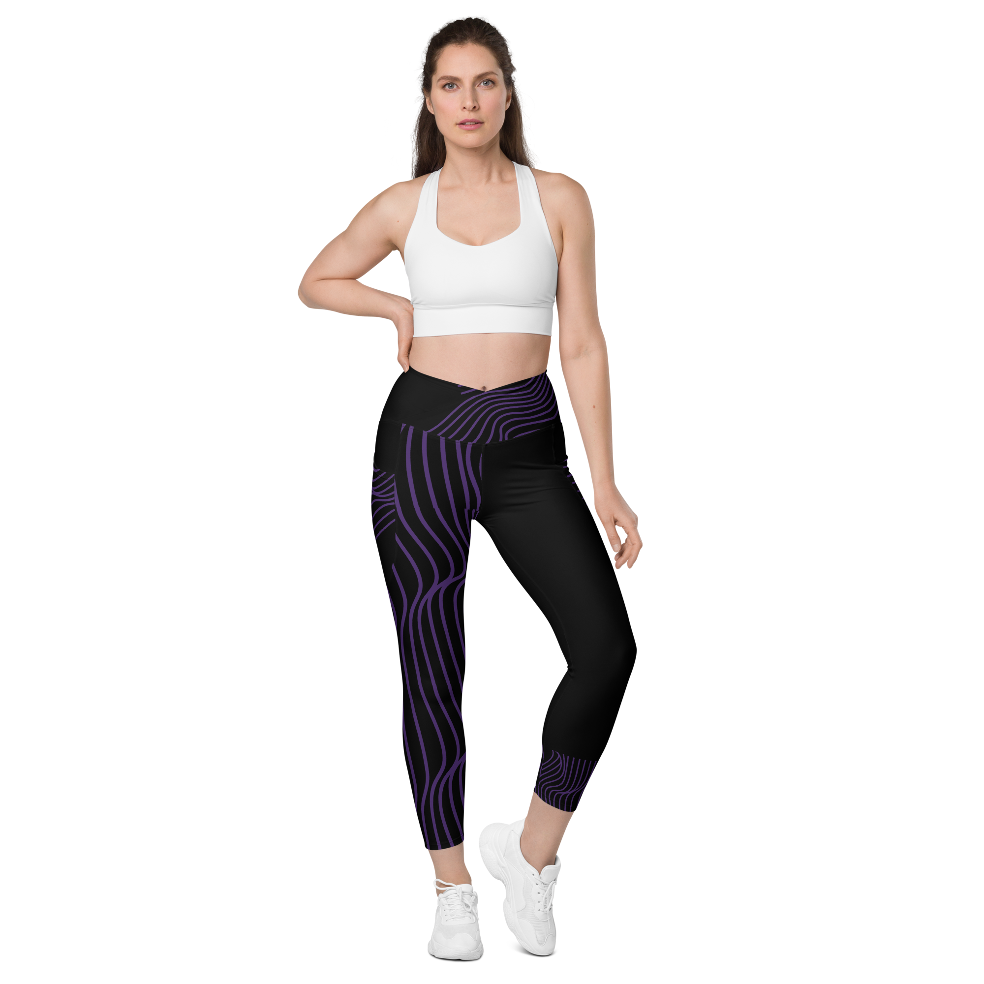 Black Workout Leggings with Pockets. Streetwear or Gymwear Crossover Leggings. Yoga Pants. WickedYo.